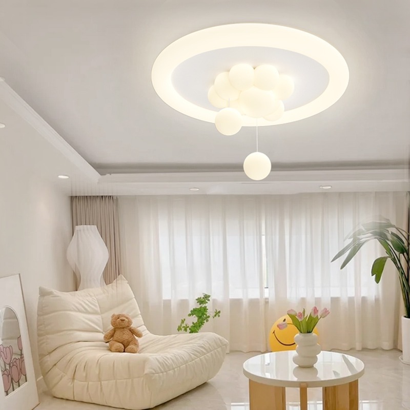 Diseñador creativo crema viento dormitorio infantil principal moldeo rodante bola colgante lámpara de techo simple restaurante tienda de ropa lámparas