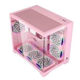 玩嘉孤勇者无立柱MATX主板电脑机箱360水冷海景房机箱黑白粉适用