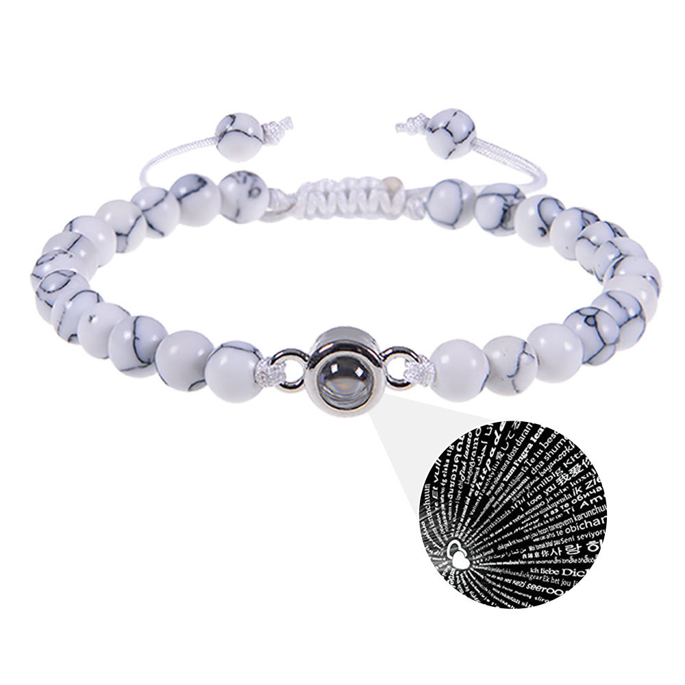 100 Language Projection Beaded Bracelet With Volcanic Stone_voghion.com
