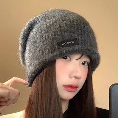 韓国の高級ぬいぐるみ防寒帽子女性用 2024 秋冬大きな頭囲レトロパイル帽子顔を小さくする暖かい帽子