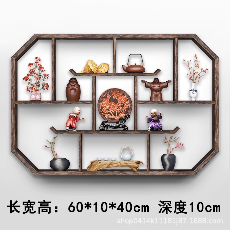 Bogu ラック無垢材中国風壁掛け収納ラックパーティション Duobaoge 格子ラック装飾品シンプルなティーセットラック|undefined