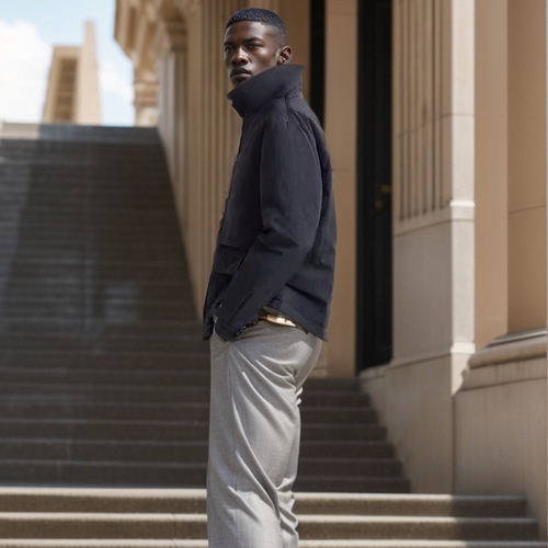 Spring and Autumn Independent Website Jacket Coat, Lapel Solid-Color Jacket with Large Pockets