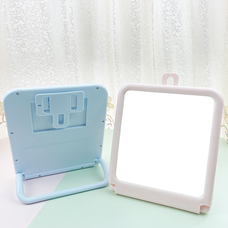 Dormitory Large Desktop Makeup Folding Mirror Bathroom Punch-free Plastic Wall Dressing Portable Student Mirror