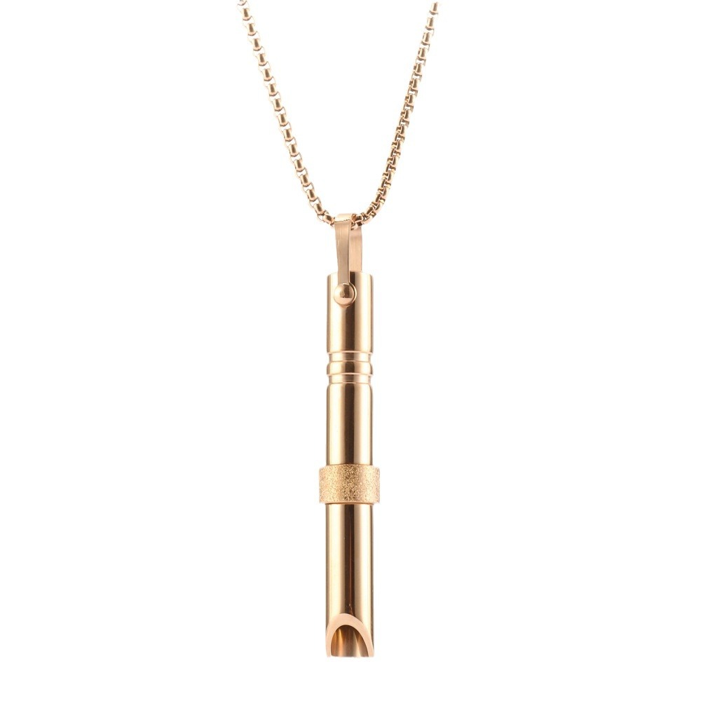 Amazon Meditación Silbato Accesorios de acero de titanio Pensamiento recto Collar Collar Ajustando la respiración Presión lenta Anillo de tubo redondo Joyas