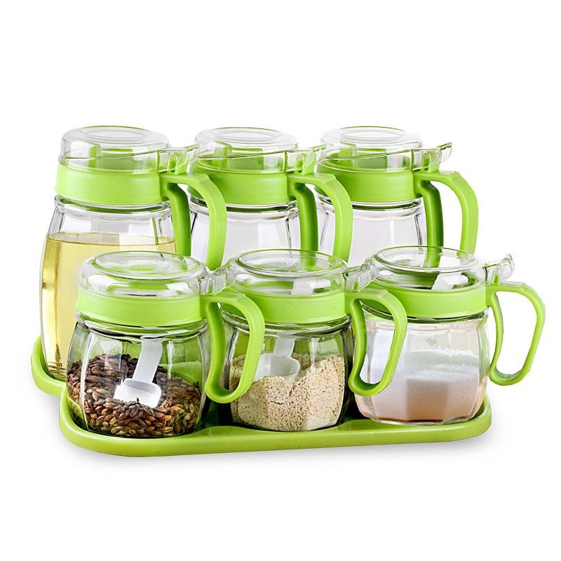 Productos de cocina de almacenamiento botella de aceite de vidrio con condimento botella de almacenamiento con tapa