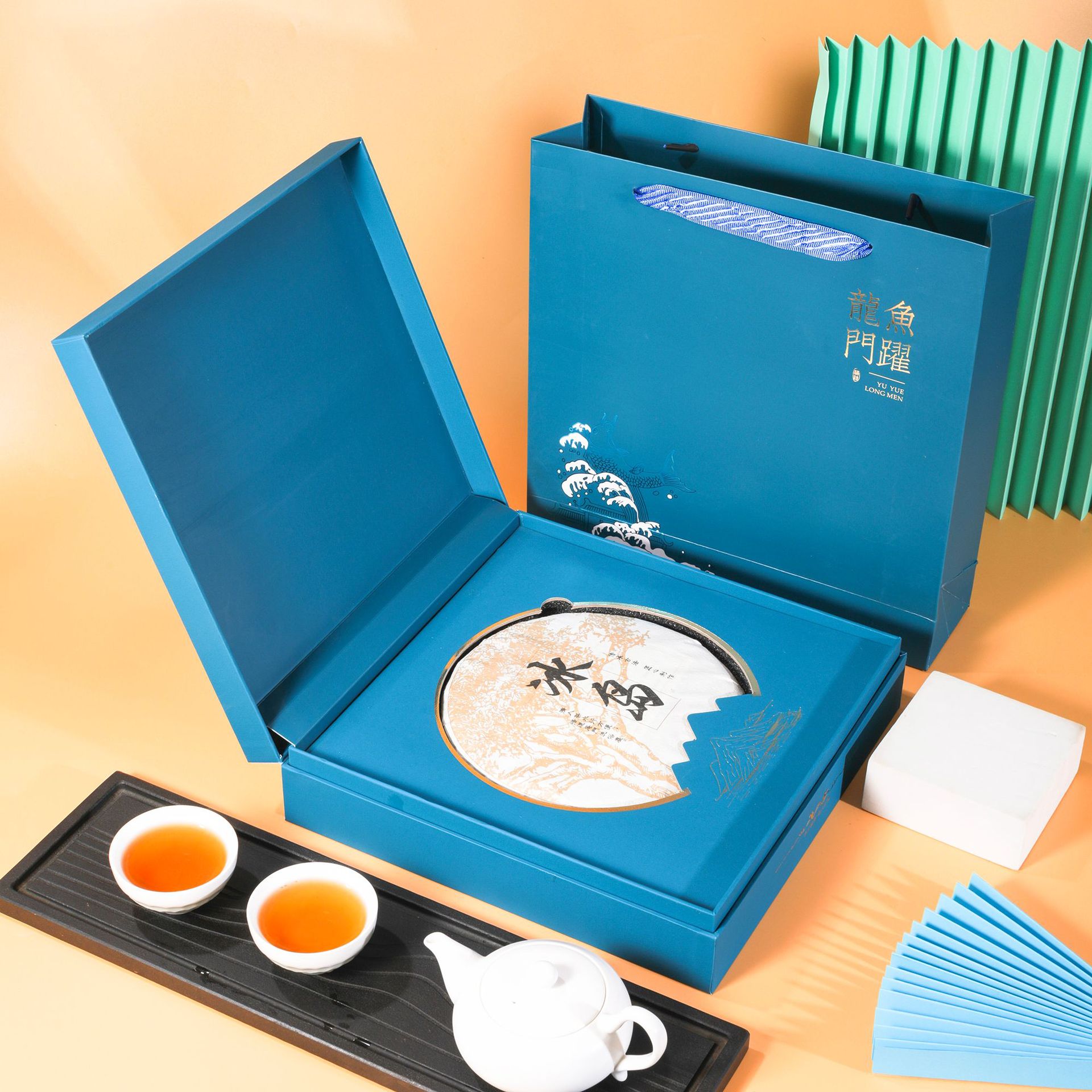 福鼎白茶礼品盒茶叶包装盒357饼茶收纳盒普洱茶鱼跃龙门普洱茶饼