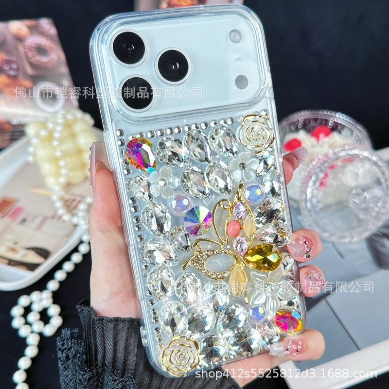 适用于苹果iPhone17手机壳17ProMax水晶闪钻16pro轻奢风ins风点钻|undefined