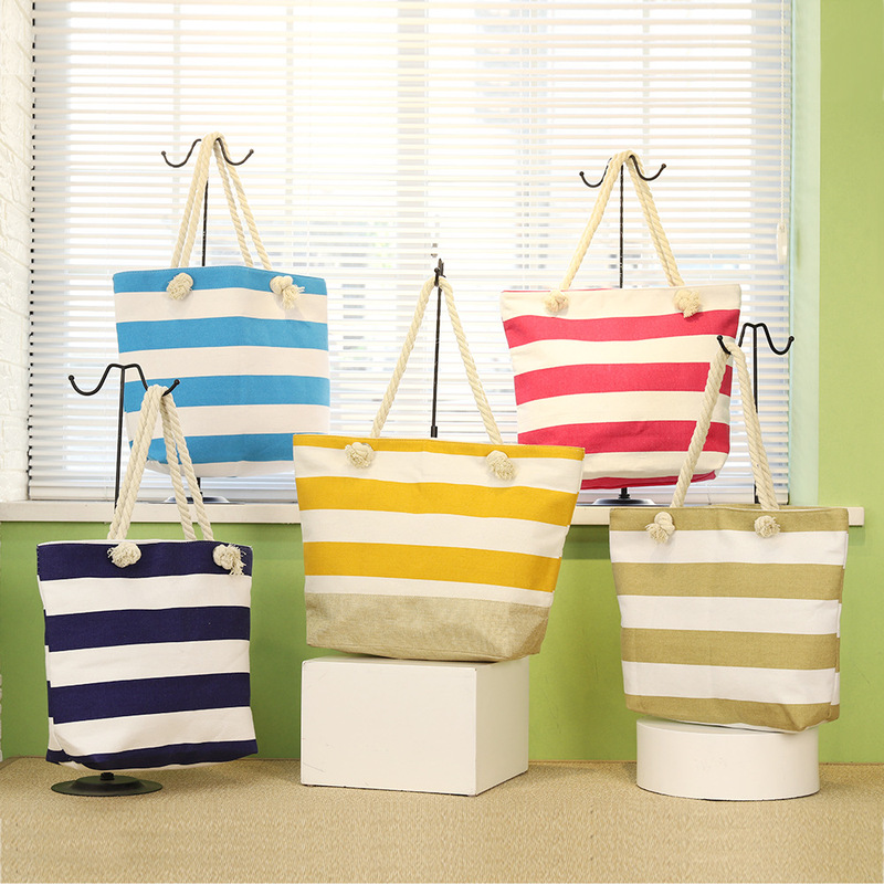 New Cross-Border Beach Bag Stripesd Export Casual Bag Amazon Armpit Bag Women's Shoulder Bag Women's Canvas Bag