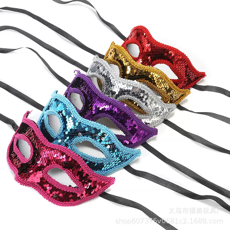 万圣节化妆舞会派对半脸面具爵士花布包平头面具批发各种舞会面具