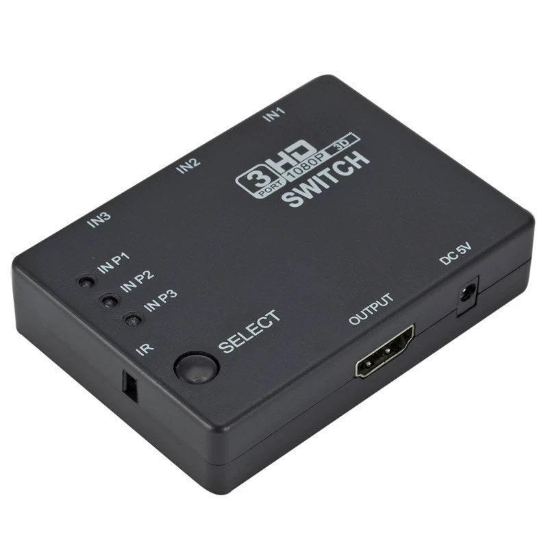 HDMI-переключатель 3-входа в 1-выход с встроенным ИК-приёмником, HDMI 3 входа 1 высокоразрешающий конвертер