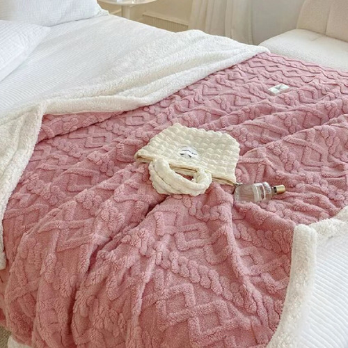 Tafeta Fleece Afternoon Nap Blanket Double Layer Thick Seasonal Blanket Lamb Fleece Thick Comforter Office Sofa