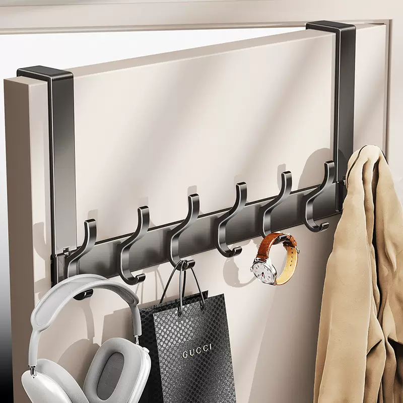 蓝藤太空铝门后挂钩挂衣钩免打孔衣服挂架入户门背式收纳置物架子