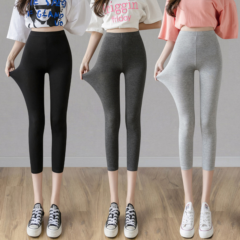 Modal Cropped Leggings for Women 2025 New Summer Thin Outer Wear Elastic Tight Large Size Fat mm Yoga Pants