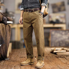 春秋新款美式工装裤男潮牌复古锥形裤重磅宽松大码休闲直筒裤