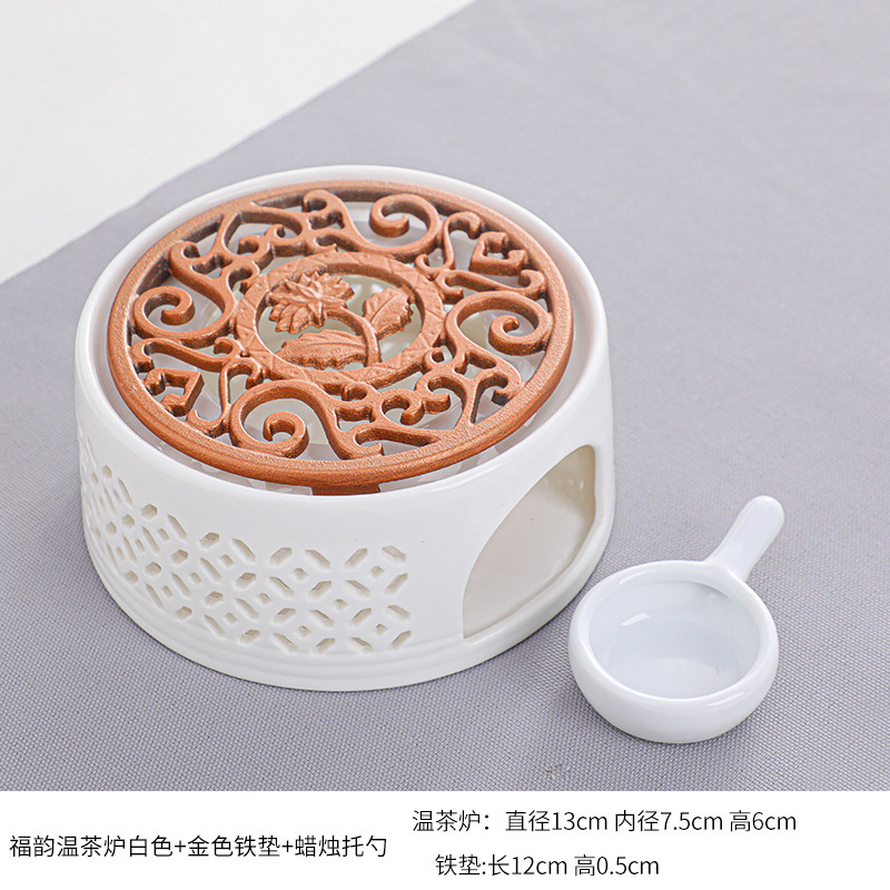 Té estufa vela restaurante Hotel hogar base de cerámica chino hueco aislamiento calefacción vidrio fruta flor tetera