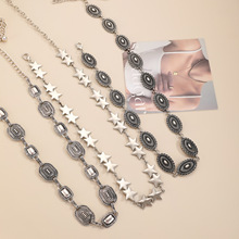 腰链女士装饰细腰带简约百搭配连衣裙银色民族风铁链时尚裙带流苏