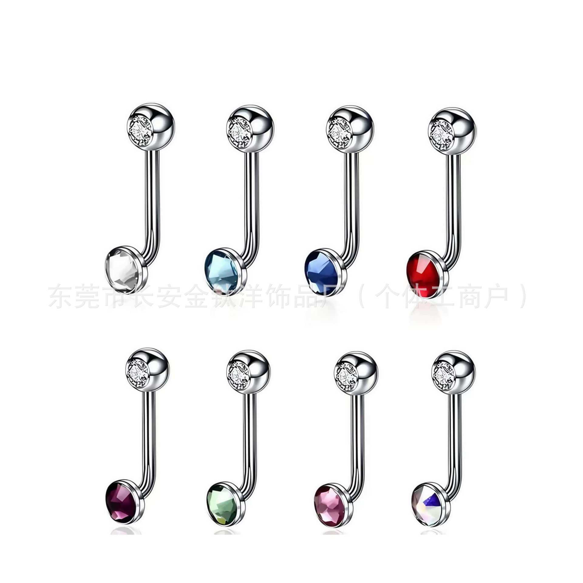14g Czech Diamond L-Shaped Navel Ring F136 Titanium Belly Button Piercing Jewelry - G23 Titanium Alloy detail image 8