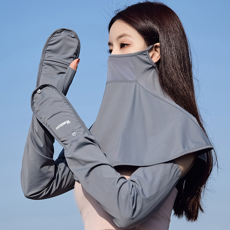 夏季戶外騎行開車必備冰絲女防曬袖套包手指防紫外線冰袖手袖批發