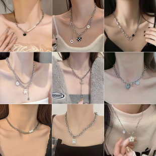 Titanium Steel Necklace Women's Niche Versatile Non-Fading Sweater Chain Light Luxury Temperament High-End Clavicle Chain Necklace Wholesale
