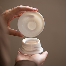 羊脂玉过滤茶漏茶器隔茶渣叶泡茶过滤器茶滤组合茶道配件茶隔滤网