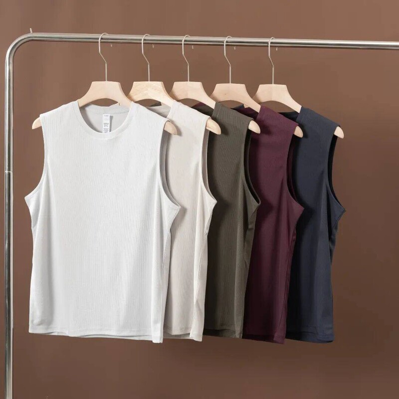 Niaoseries Outdoor Quick-Drying and Breathable! Summer Men's High-Elastic Sports Fitness Running and Cycling Solid Color Sleeveless Vest