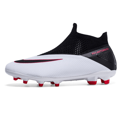 Cross-border foreign trade high-top sneakers, long spikes, football shoes, broken spikes, special training shoes, football flying knitted socks, leather feet