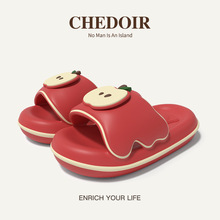 2025夏季新款苹果派情侣拖鞋男居家外穿可爱卡通厚底增高一字拖女