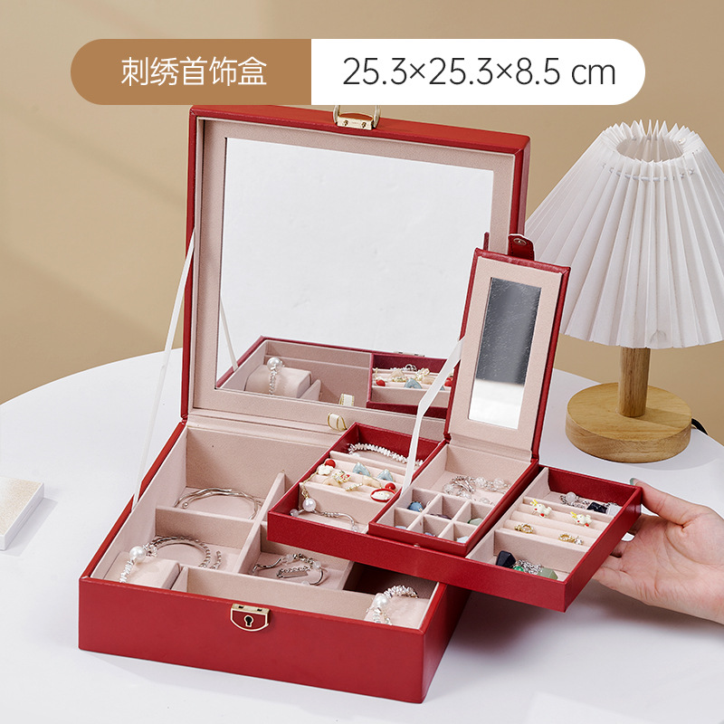 Boda cumpleaños alta sensación caja de joyería anillo de gran capacidad relojes pulseras portátiles con joyería caja de almacenamiento de bloqueo al por mayor