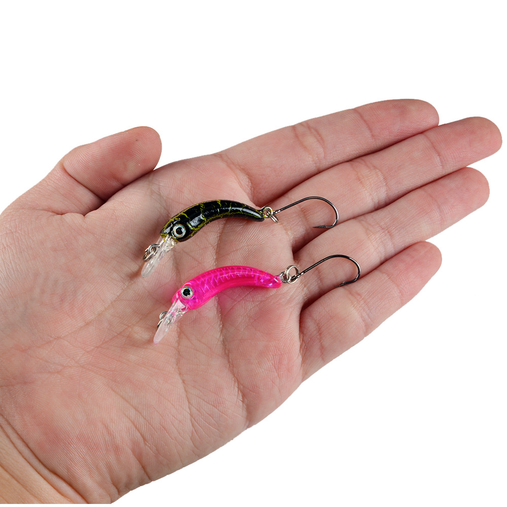 2Pcs Shallow Diving Crankbaits 38mm/1.5g Hard Places Fishing Lure Tiny Lip Crank Baits