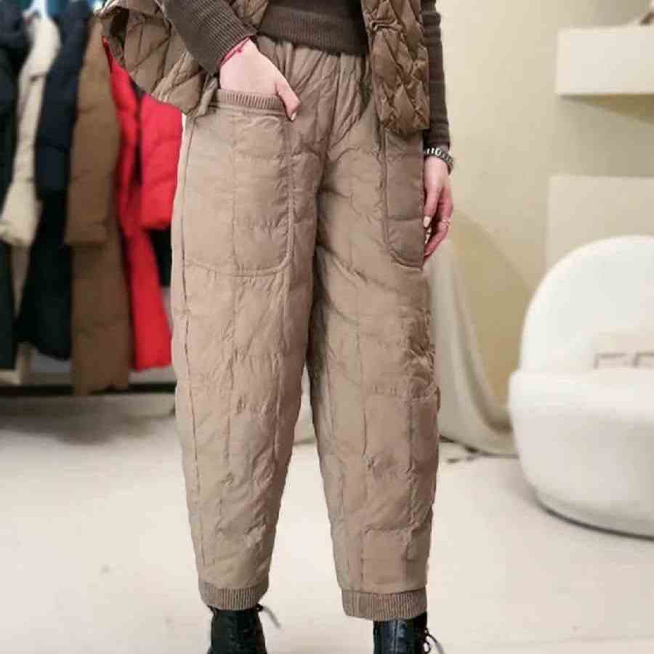 【一件代发】2025新款百搭外穿冬季时尚高腰加绒加厚防寒束脚保暖