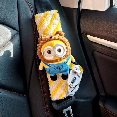 Seat belt shoulder pad – Seatbelt Shoulder Pad Minion Plush - brown-bear-hood-bob-beige-1-shoulder-pad