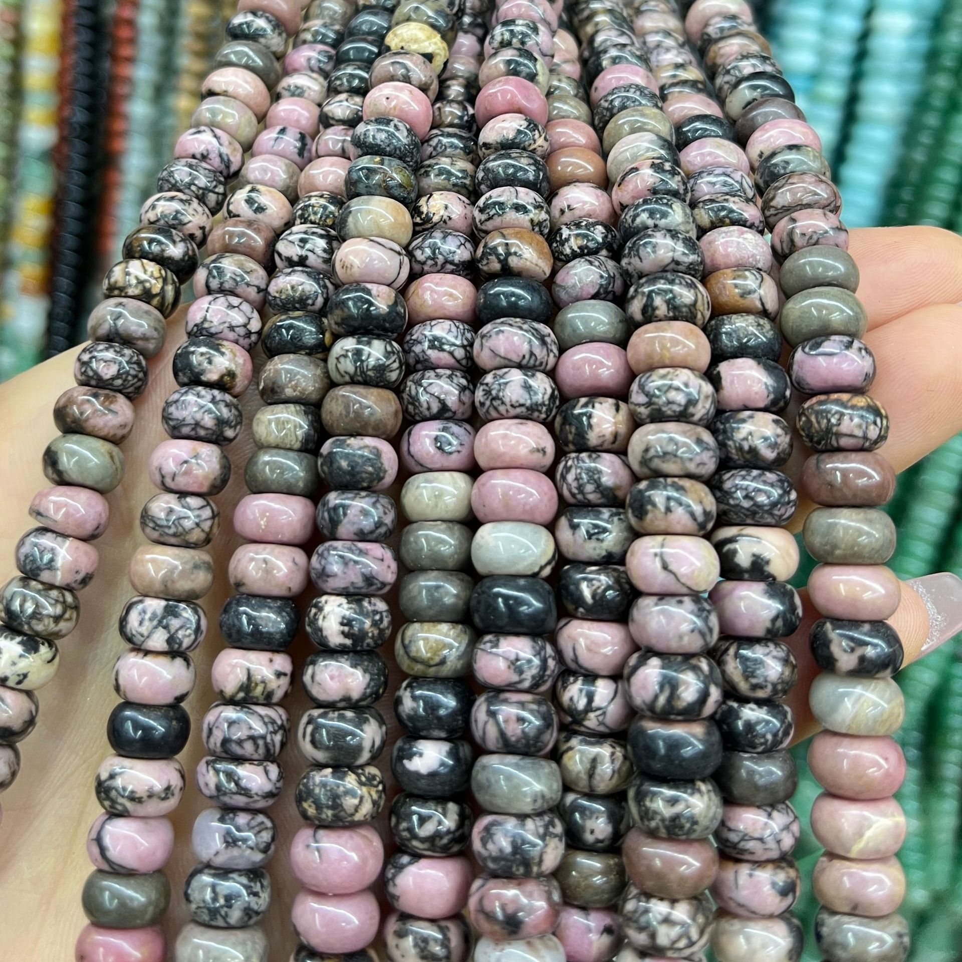 Piedra natural 5 * 8 Abaco Piedra Shoushan DIY accesorios de joyería collar de cuentas separadoras cuentas de posicionamiento cuentas al por mayor