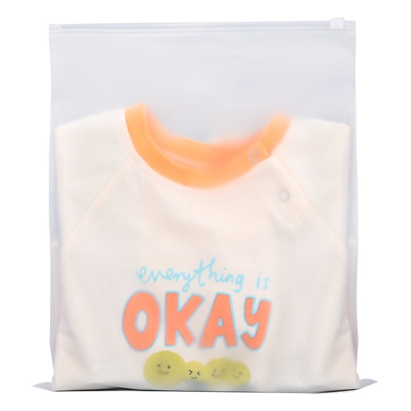 Bolsa de cremallera de ropa esmerilada transparente impresión personalizada PE auto-Sellado bolsa de embalaje de ropa de plástico bolsa de calcetines de ropa