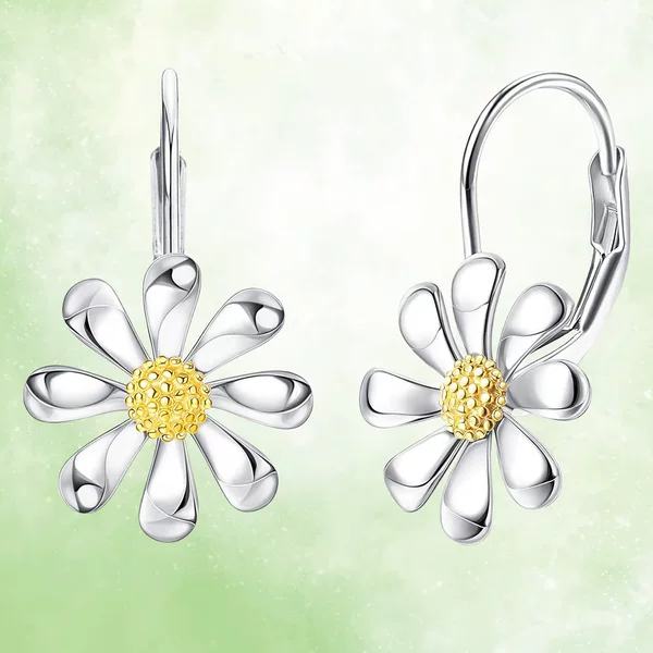 Temu Cross-Border Popular Amazon Daisy Sunflower Pendant Earrings European and American Ladies Earrings Manufacturer Wholesale