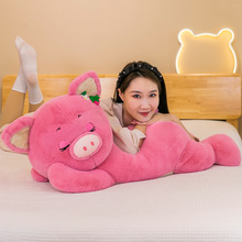 新可愛草莓豬抱枕毛絨玩具趴款小豬公仔兒童睡覺玩偶女孩生日禮物