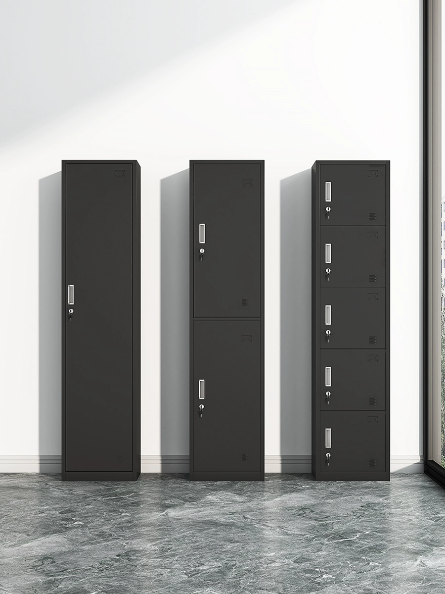 Черный однодверный шкафчик для сотрудников, железный шкаф с замком, домашний шкаф для хранения, тренажерный зал, офисный шкаф