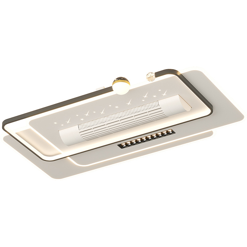 Luz de ventilador de cielo estrellado simple moderna, luz de sala de estar, nueva luz de dormitorio de viento grande silenciosa, luz de sensor premium, 2025