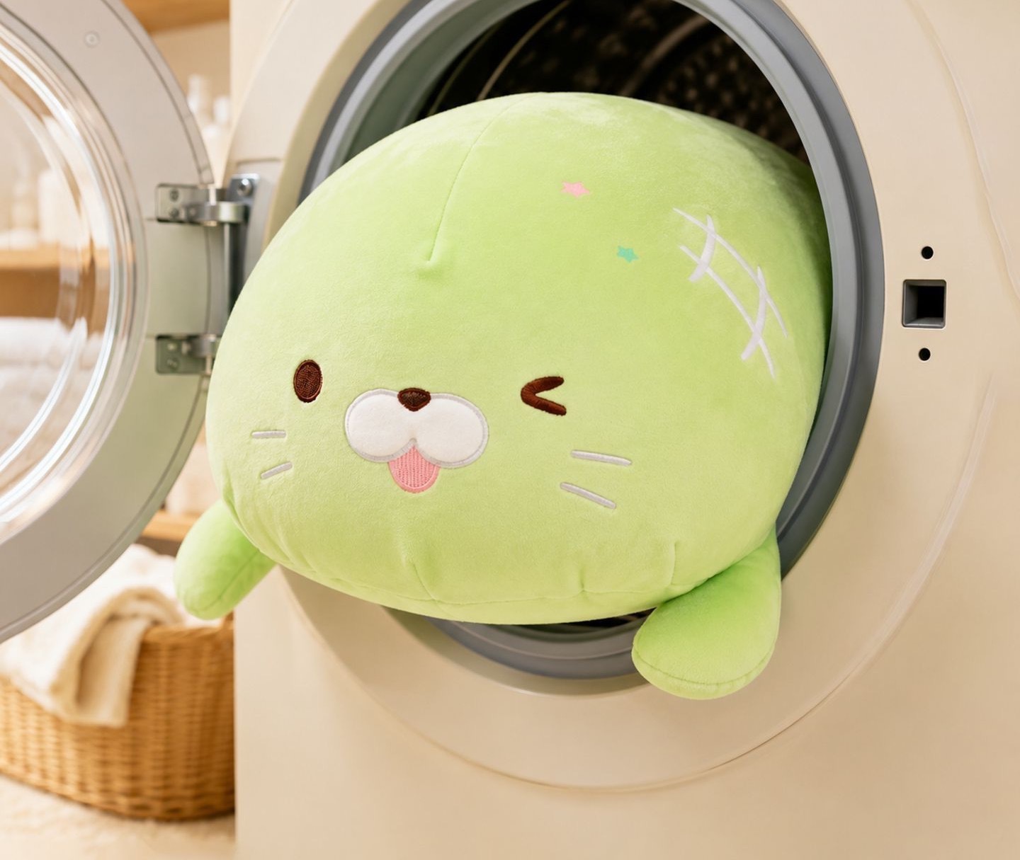 Dopamine-colored seal plush toy, perfect for office naps, photo shoots, and as a birthday gift