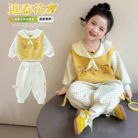 织里女童秋季套装新款儿童春秋季洋气时髦宝宝休闲卡通衣服