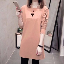薄款/加厚加肥秋冬季加大码胖长袖恤女韩版百搭中长款打底衫女
