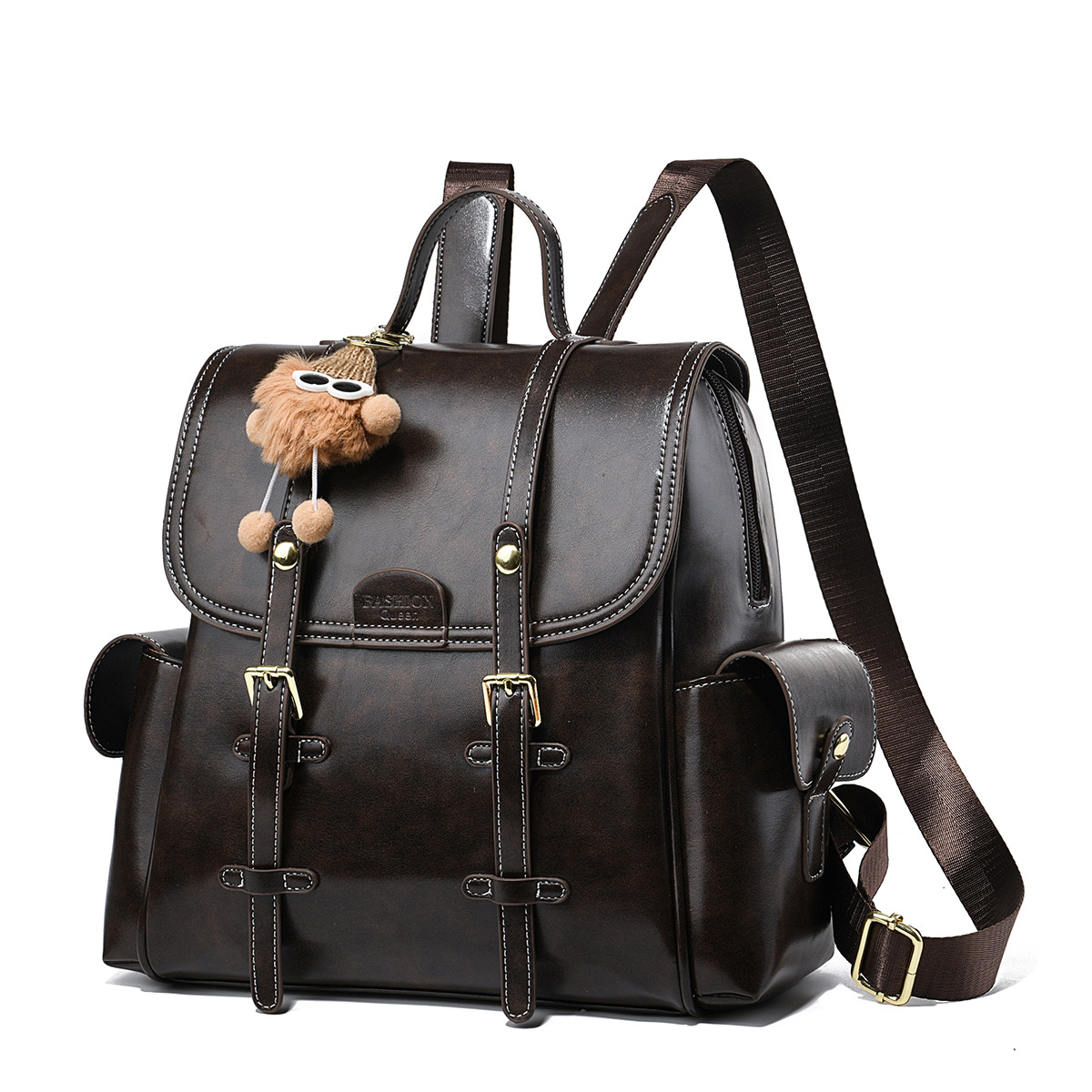 [Shichen Women's Bags] 2026 New Retro British Style Flip-Top Backpack for Women, Multi-Layer Backpack, One-Piece Dropshipping