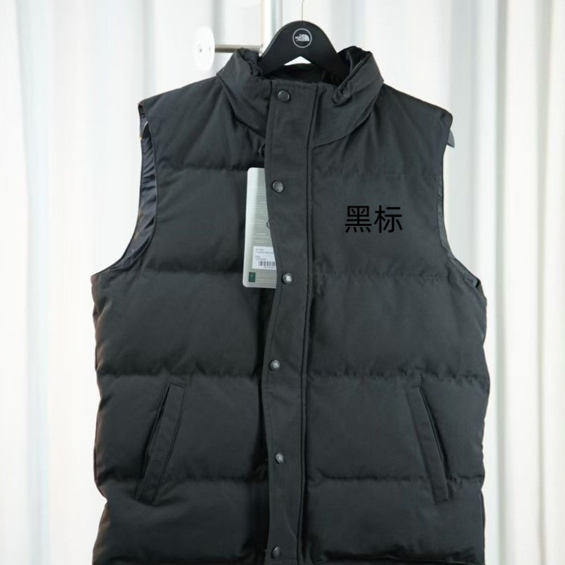 High Version Men's and Women's Autumn and Winter Black Label Big Goose down Stand-Up Collar Vest Couple Winter Three-Proof Warm Sleeveless down Jacket