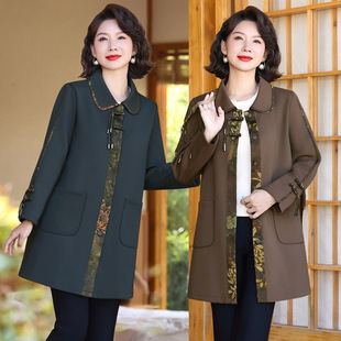 Mom's Clothing Spring and Autum New Fashion National Style Outwear Middle-Aged and Elderly Women's Autum Mid-Length Casual Versatile Outwear