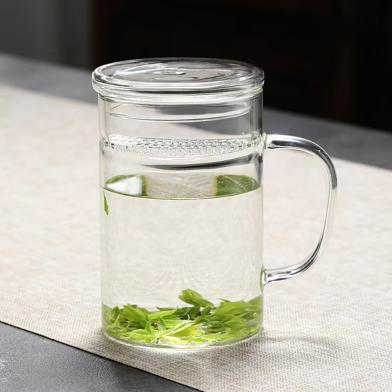 500ml transparent round handle with lid