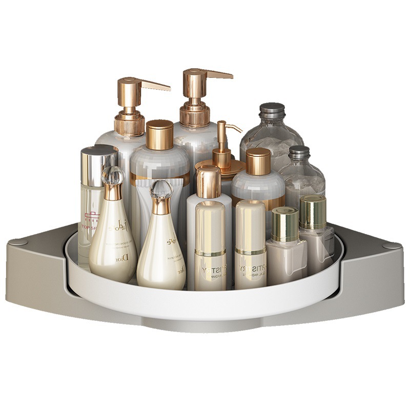 Baño giratorio triángulo estante de almacenamiento montado en la pared baño inodoro Punch-free pared esquina Gel de ducha estante de almacenamiento