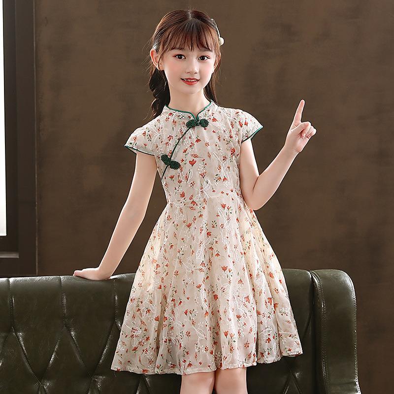 Hanfu, summer cheongsam, skirt, children's summer clothing, breathable small princess costume, dress, children's clothing, Chinese style 2