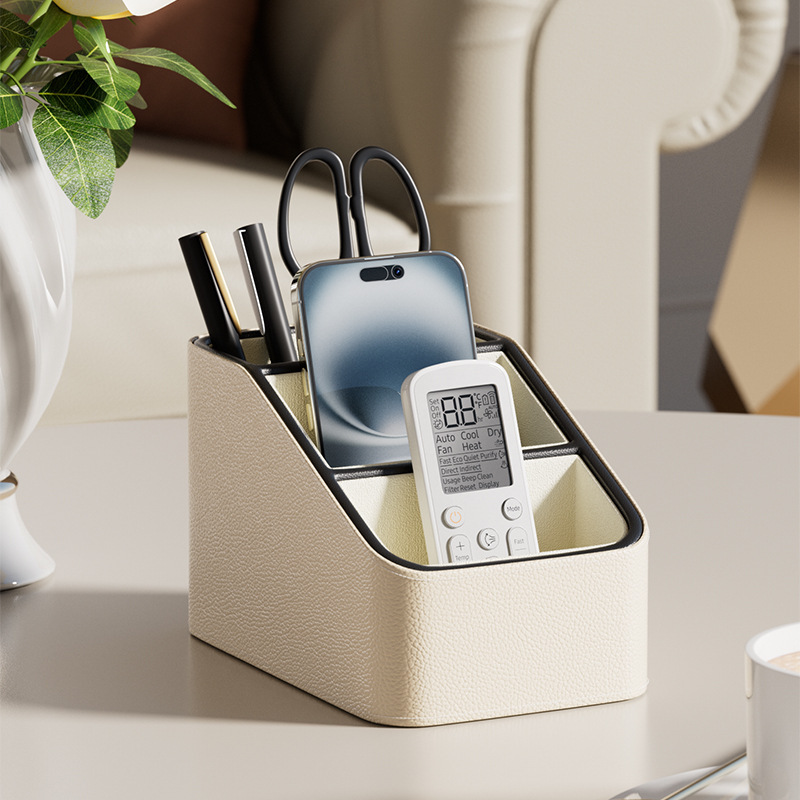 デスクトップ革収納ボックス軽くて豪華な文房具収納オフィス雑物収納リビングルーム茶卓リモコン収納ボックス|undefined
