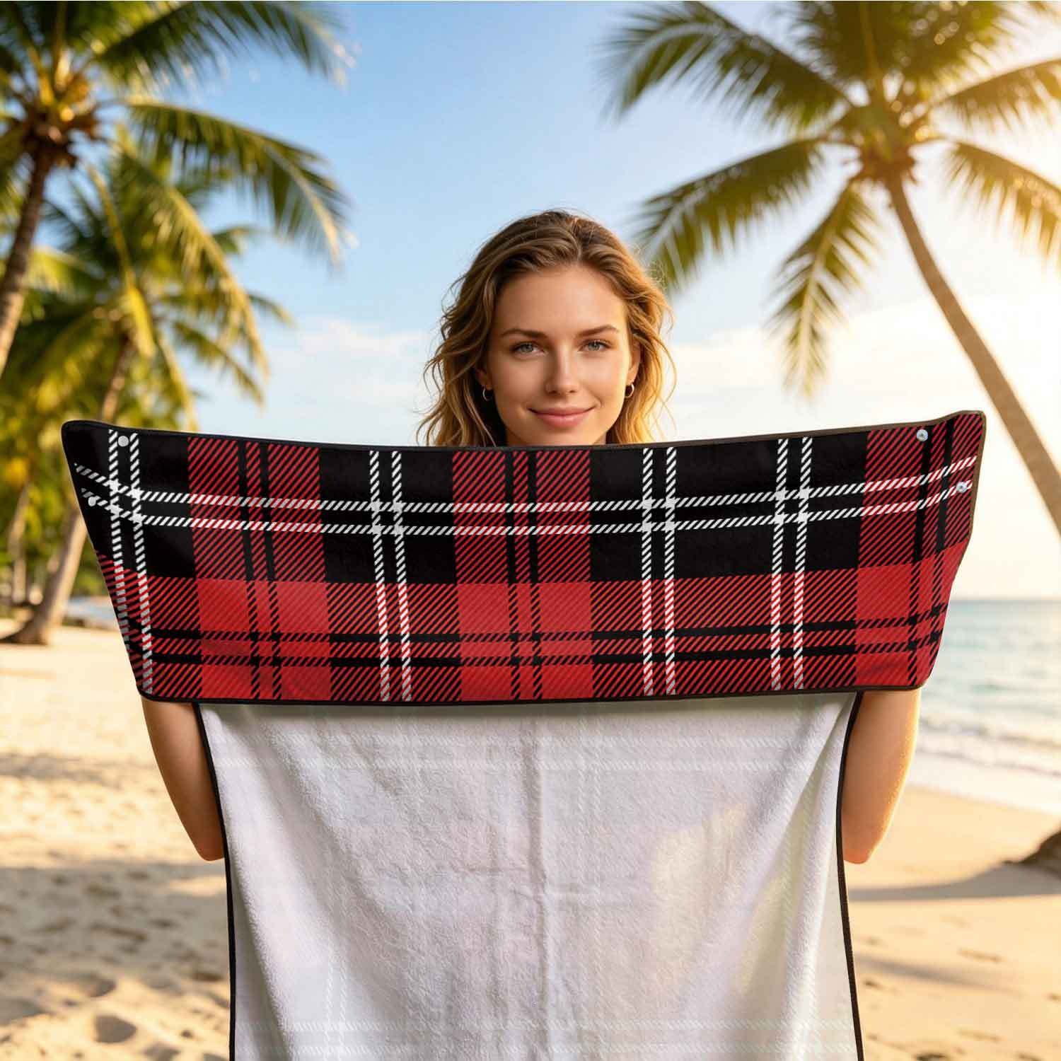 Geometric Bath Towel Car Seat Cover 2-in-1 Microfiber Outdoor Beach Car Dual-Use Universal Seat Cushion