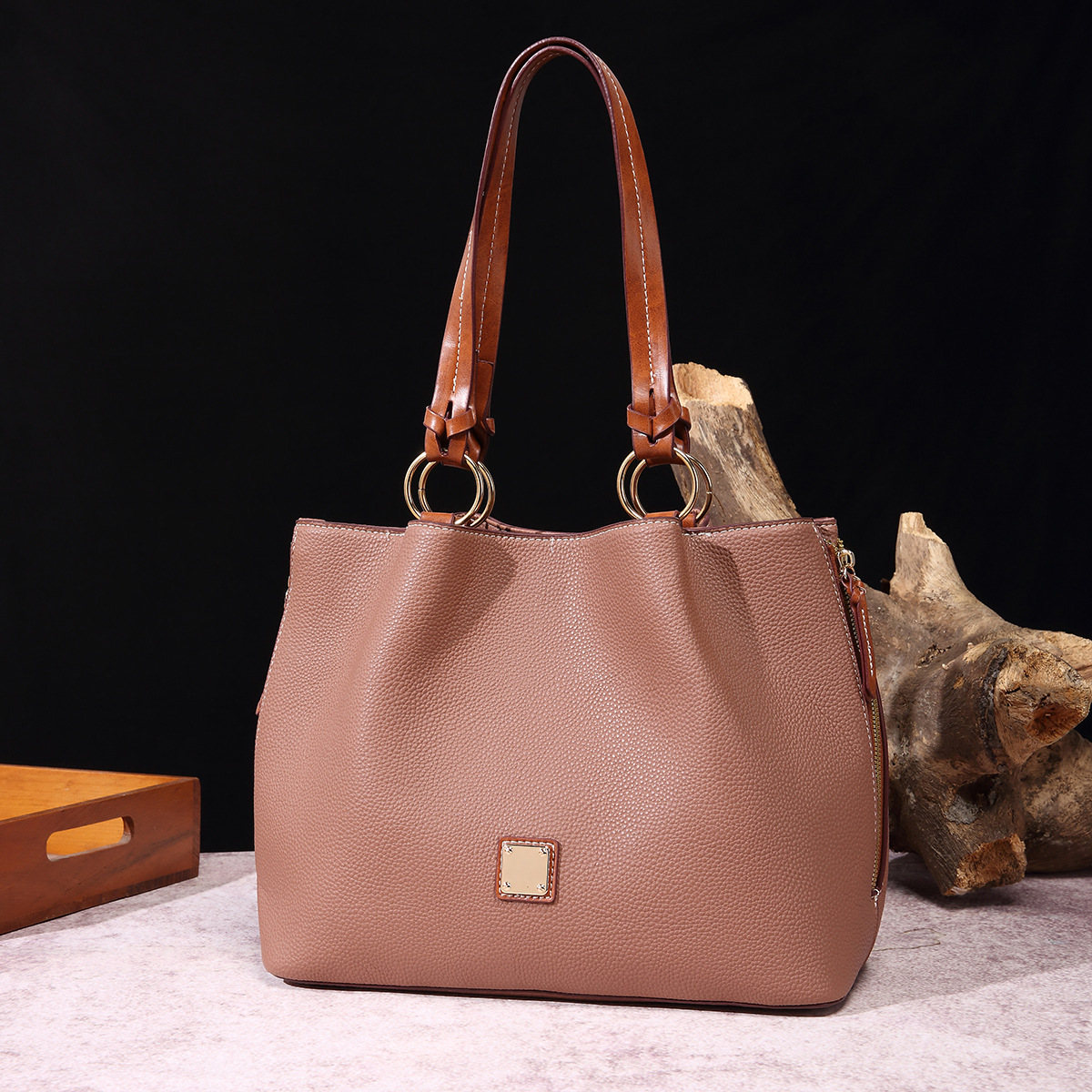 Retro Pebble Lychee Particle Texture Single Shoulder Mother-in-law Women's Bag Large Capacity_voghion.com