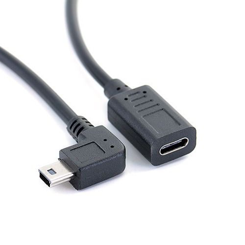 mini5p公弯头转Type-c母手机平板相机T型口数据充电转换加长线